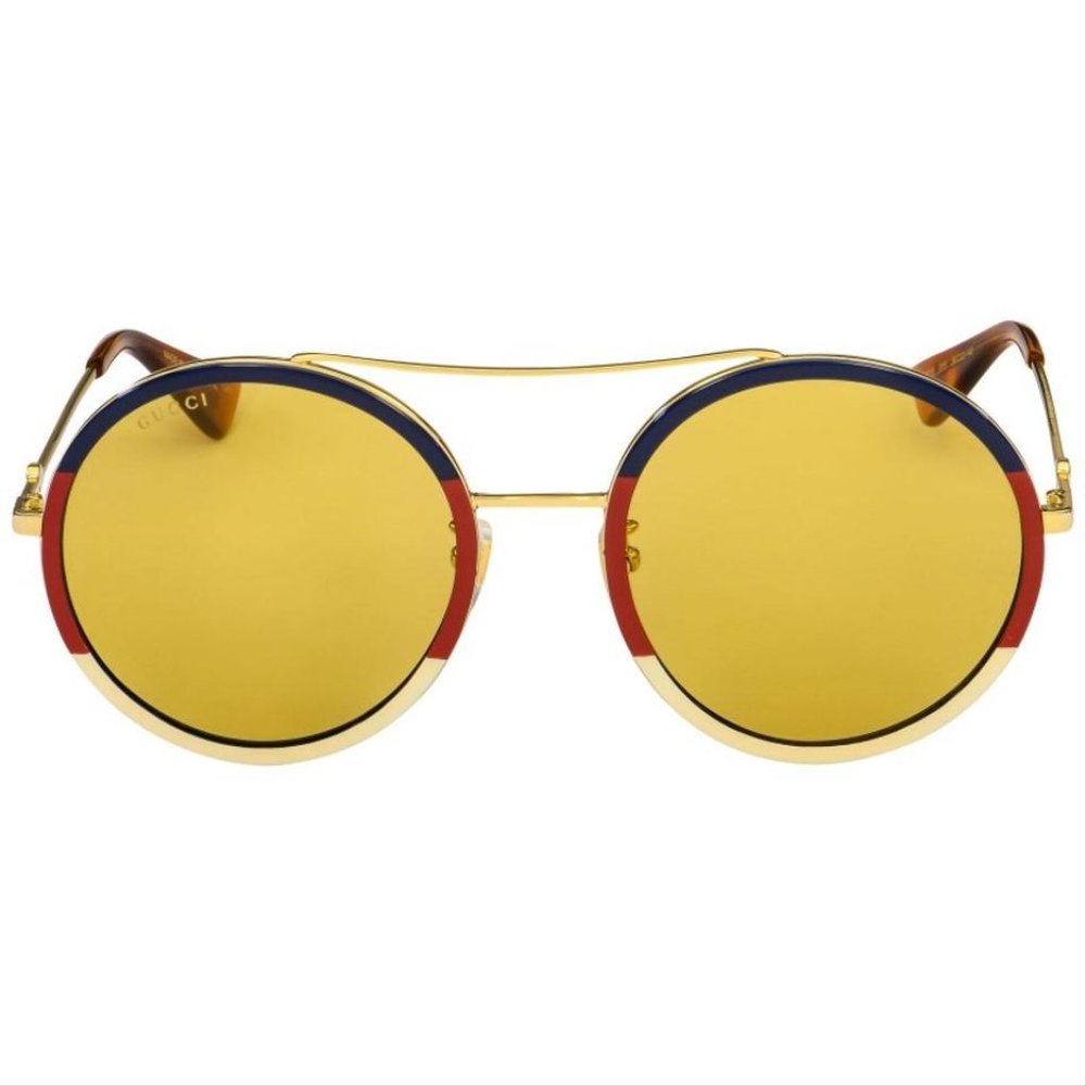 Gucci Round Women's Sunglasses Gold Frame with Brown Lens GG0061S 015 - Picture 3 of 4